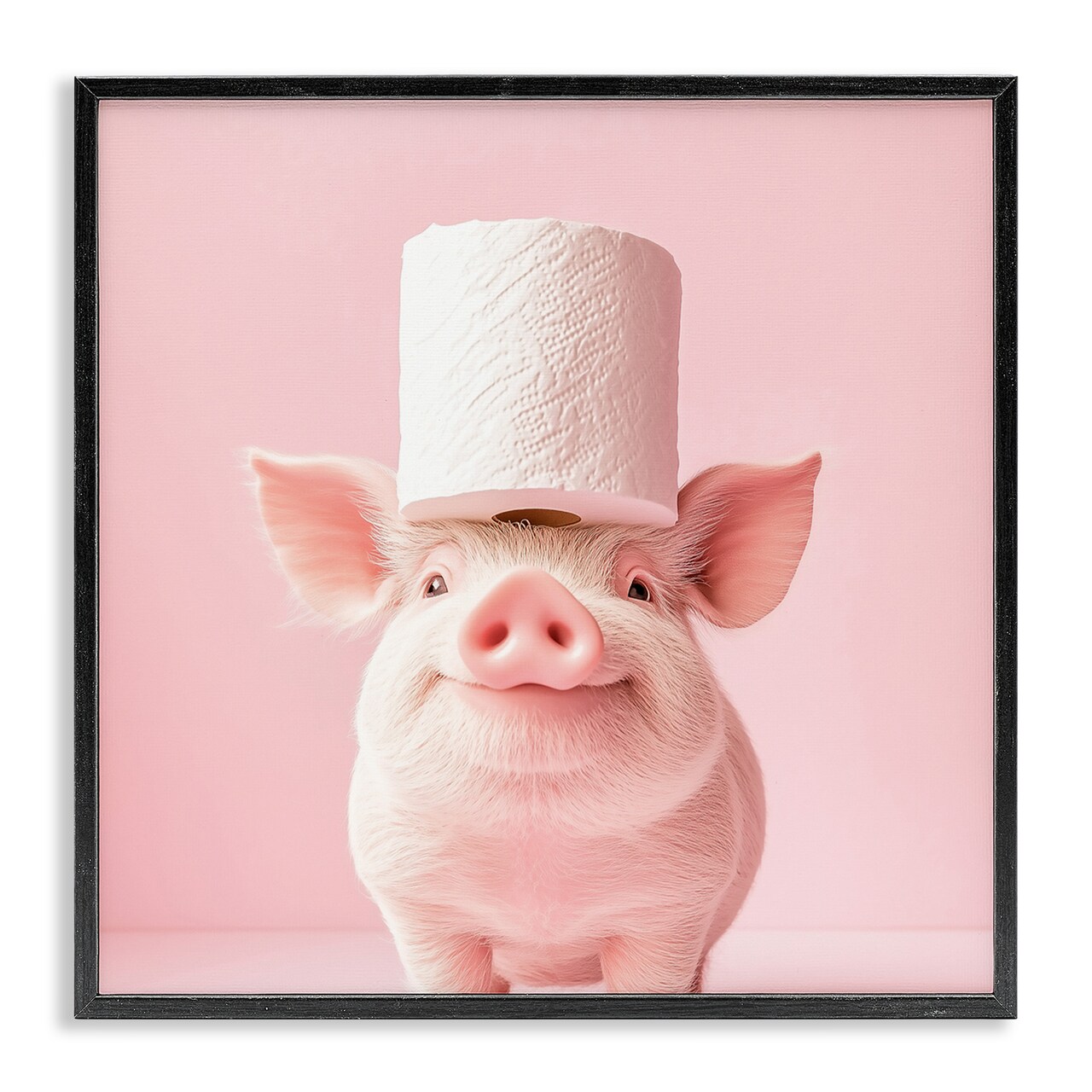 Stupell Industries Silly Piggy Pink Toilet Paper Framed Giclee, design by Heidi Kuntz